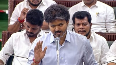 The Tamil Nadu Assembly witnessed a ruckus on Tuesday over the government's decision to relocate chief minister Vijay's office. (Tamil Nadu Assembly)